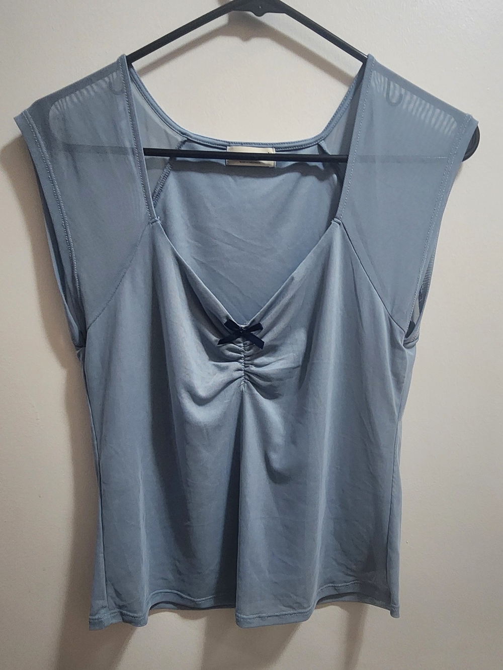 Frankee & Skylar Blue Mesh Sleeve Blouse XL